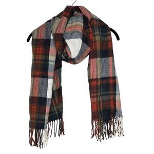 J Crew Factory plaid scarf red, blue, green, white, tan